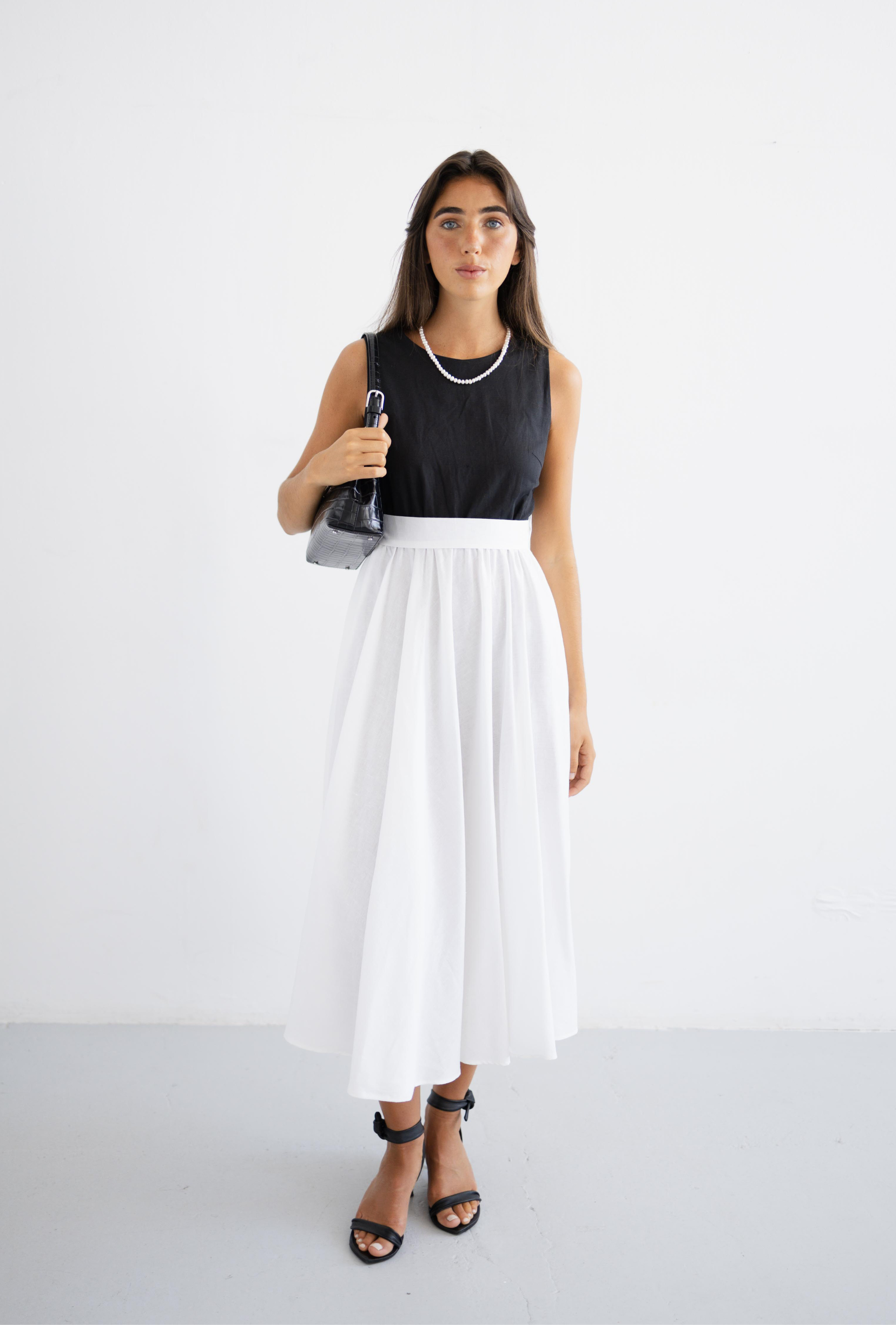 BLAIR Dress Linen B&W