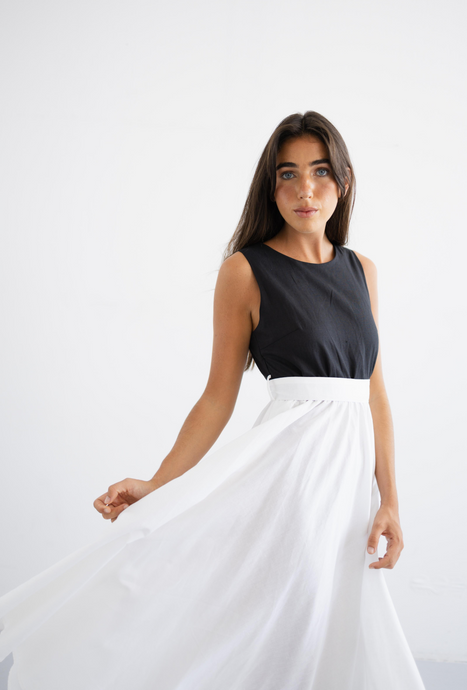 BLAIR Dress Linen B&W