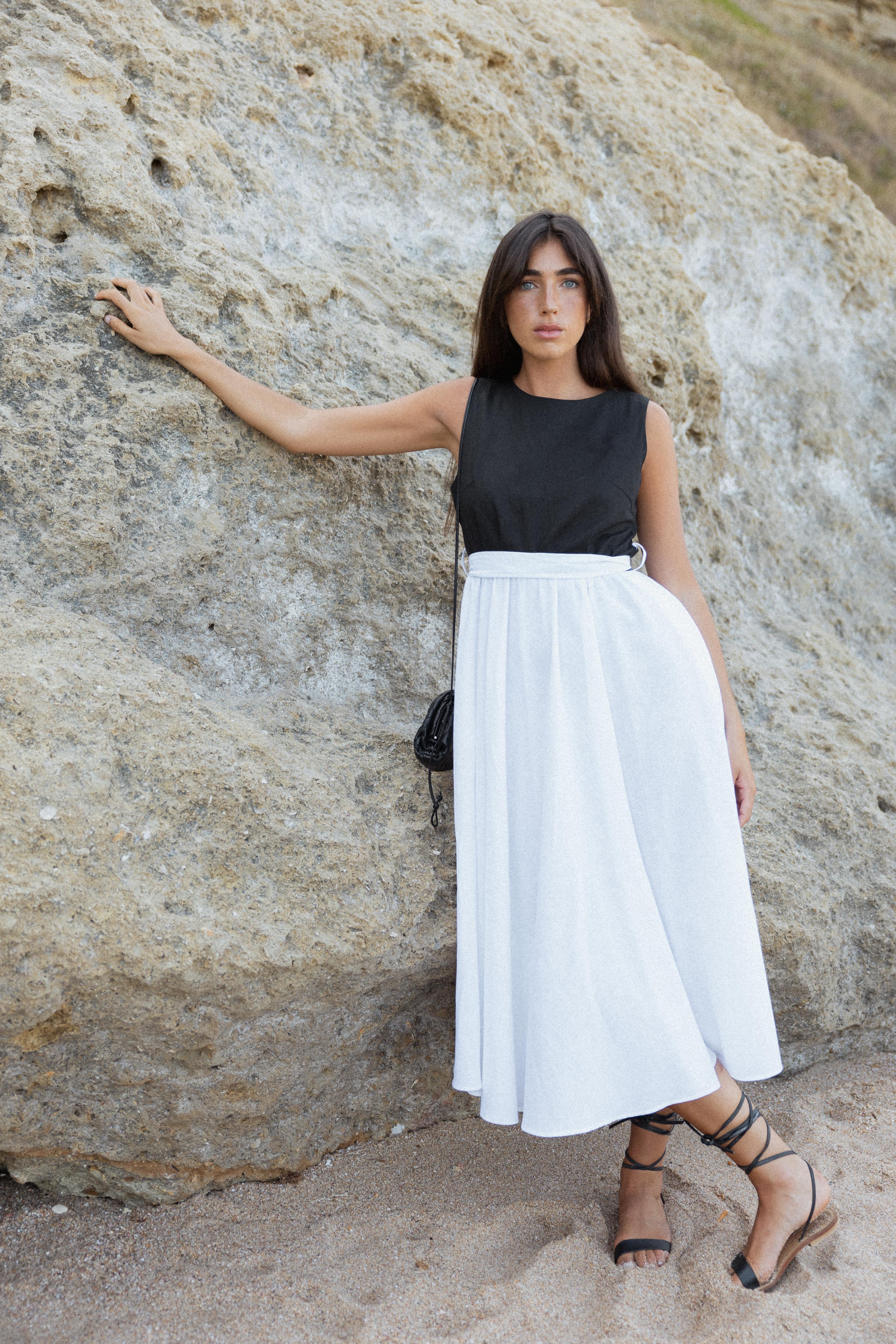 BLAIR Dress Linen B&W
