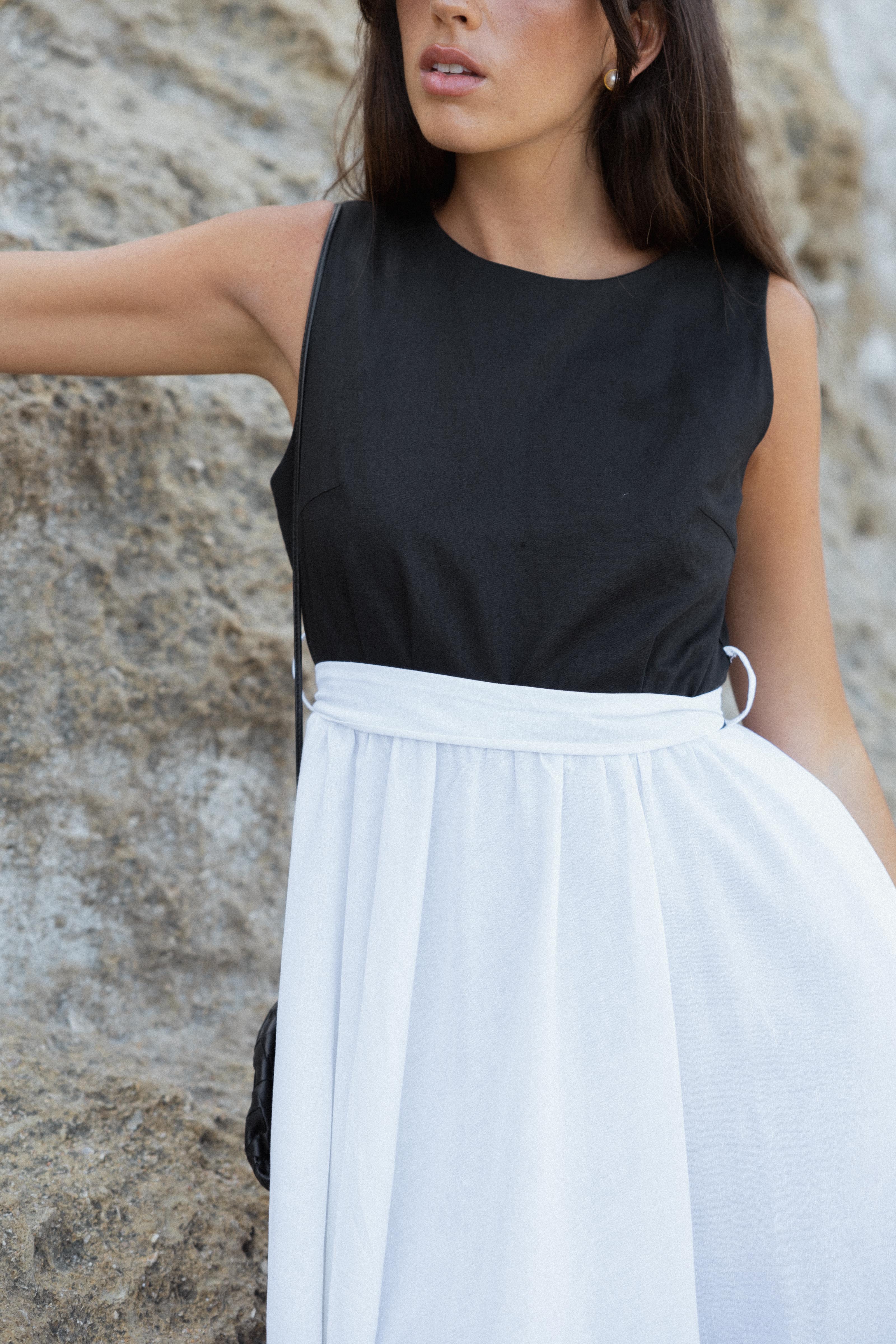 BLAIR Dress Linen B&W