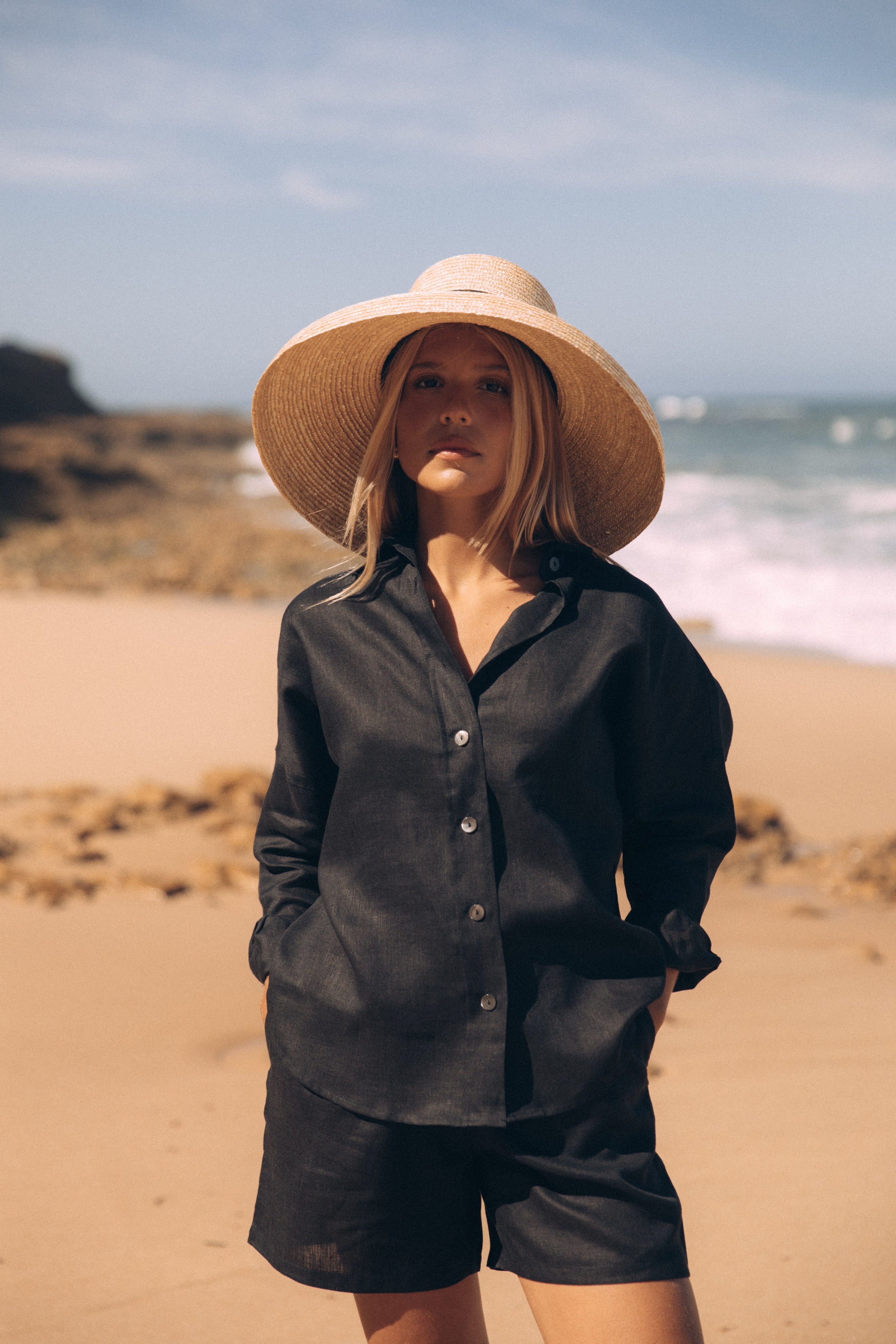 GABRIELLE Camisa Lino Negro